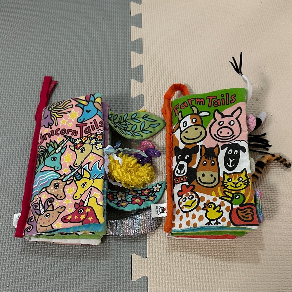 Jellycat Animal and Unicorn Tails Soft Baby Books